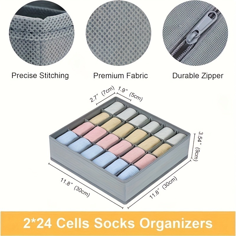2Pcs 24-Compartment Fabric Soc - Sock Organizer Tray review and price